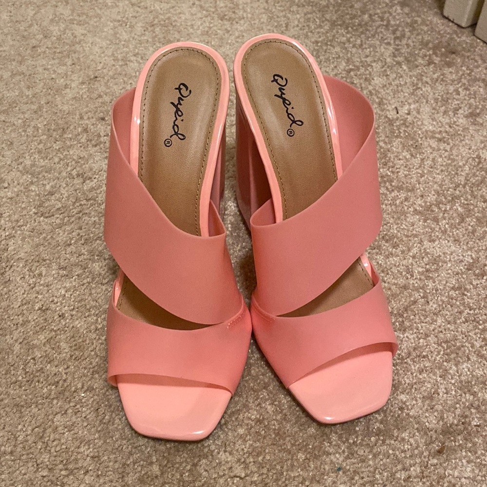Pink block heel